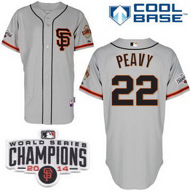 San Francisco Giants #22 Jake Peavy 2014 Champions Patch Gray SF Edition Jersey