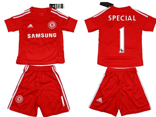 2014/15 Chelsea FC #1 Special Goalkeeper Red Soccer Shirt Kit_Kids
