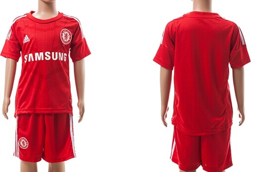 2014/15 Chelsea FC Blank (or Custom) Goalkeeper Red Soccer Shirt Kit_Kids