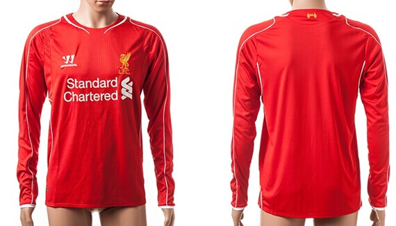 2014/15 Liverpool FC Blank (or Custom) Home Soccer Long Sleeve AAA+ T-Shirt