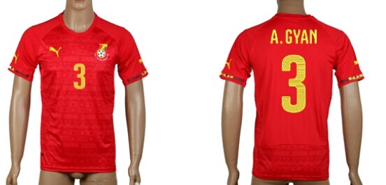 2014 World Cup Ghana #3 A.Gyan Away Soccer AAA+ T-Shirt