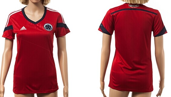 2014 World Cup Columbia Blank (or Custom) Away Soccer AAA+ T-Shirt_Womens
