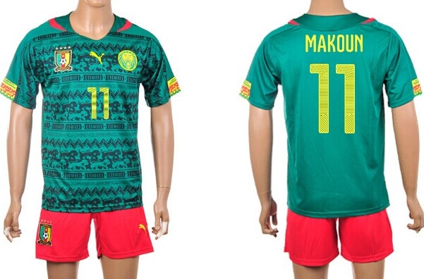 2014 World Cup Cameroon #11 Makoun Home Soccer Shirt Kit
