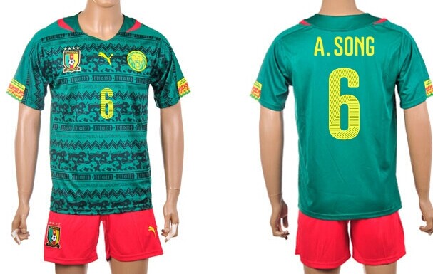 2014 World Cup Cameroon #6 A.Song Home Soccer Shirt Kit