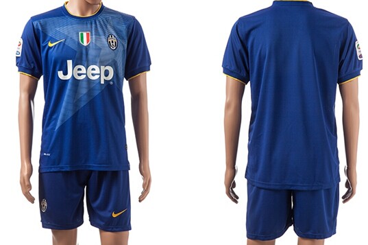 2014/15 Juventus FC Blank (or Custom) Away Blue Soccer Shirt Kit