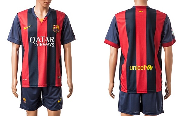 2014/15 FC Bacelona Blank (or Custom) Home Soccer Shirt Kit