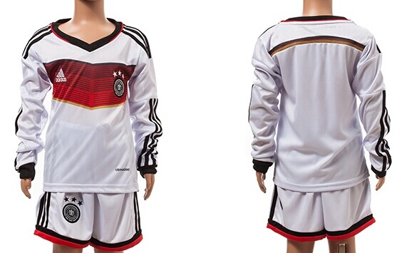 2014 World Cup Germany Blank (or Custom) Home Soccer Long Sleeve Shirt Kit_Kids