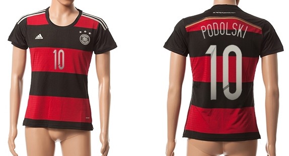 2014 World Cup Germany #10 Podolski Away Soccer AAA+ T-Shirt_Womens