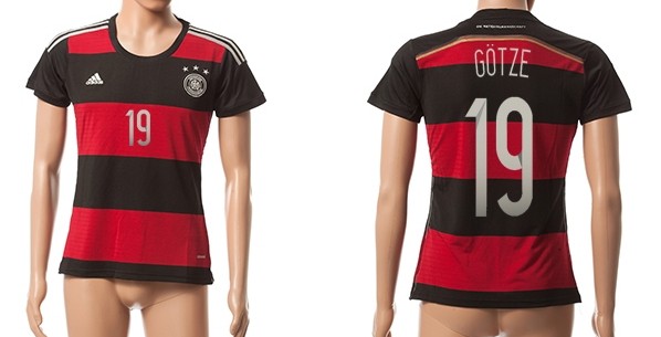 2014 World Cup Germany #19 Gotze Away Soccer AAA+ T-Shirt_Womens