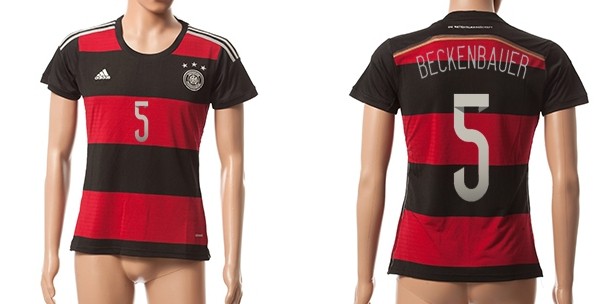 2014 World Cup Germany #5 Beckenbauer Away Soccer AAA+ T-Shirt_Womens