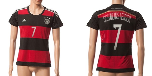 2014 World Cup Germany #7 Schweinsteiger Away Soccer AAA+ T-Shirt_Womens