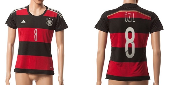 2014 World Cup Germany #8 Ozil Away Soccer AAA+ T-Shirt_Womens