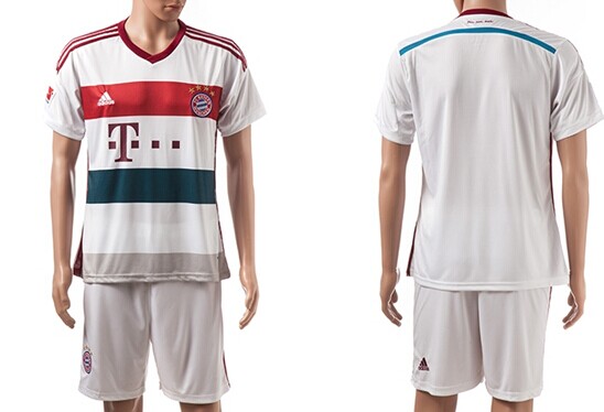2014/15 Bayern Munchen Blank (or Custom) Away White Soccer Shirt Kit