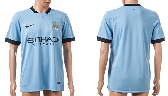 2014/15 Manchester City Blank (or Custom) Home Soccer AAA+ T-Shirt