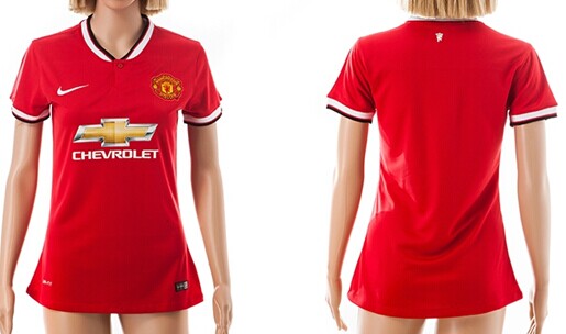 2014/15 Manchester United Blank (or Custom) Home Soccer AAA+ T-Shirt_Womens
