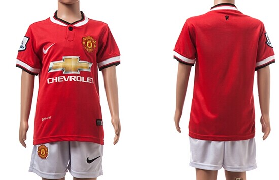2014/15 Manchester United Blank (or Custom) Home Soccer Shirt Kit_Kids