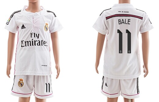 2014/15 Real Madrid #11 Bale Home Soccer Shirt Kit_Kids