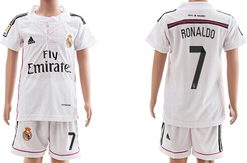 2014/15 Real Madrid #7 Ronaldo Home Soccer Shirt Kit_Kids