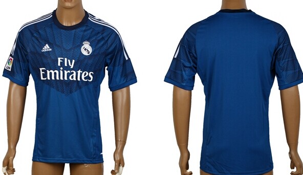 2014/15 Real Madrid Blank (or Custom) Goalkeeper Blue Soccer AAA+ T-Shirt
