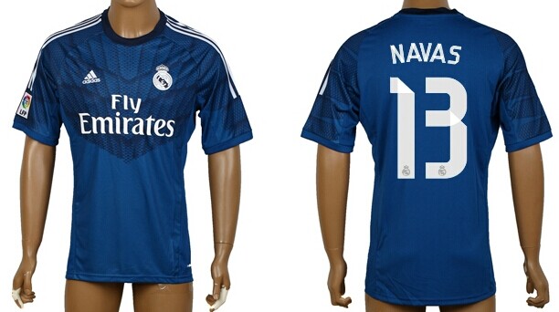 2014/15 Real Madrid #13 Navas Goalkeeper Blue Soccer AAA+ T-Shirt