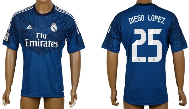 2014/15 Real Madrid #25 Diego Lopez Goalkeeper Blue Soccer AAA+ T-Shirt