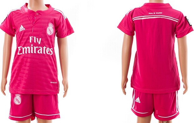 2014/15 Real Madrid Blank (or Custom) Away Pink Soccer Shirt Kit_Kids