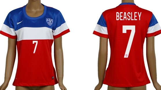 2014 World Cup USA #7 Beasley Away Soccer AAA+ T-Shirt_Womens