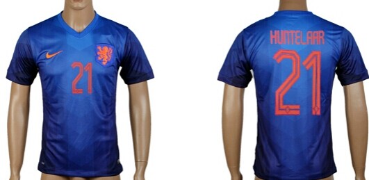 2014 World Cup Holland #21 Huntelaar Away Soccer AAA+ T-Shirt