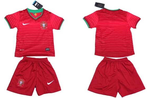 2014 World Cup Portugal Blank (or Custom) Home Soccer Shirt Kit_Kids