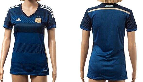 2014 World Cup Argentina Blank (or Custom) Away Soccer AAA+ T-Shirt_Womens