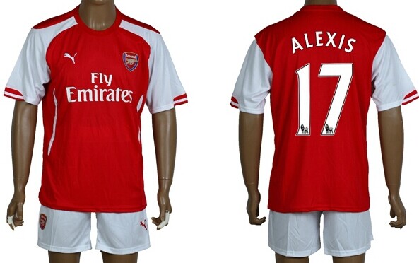 2014/15 Arsenal FC #17 Alexis Home Soccer Shirt Kit