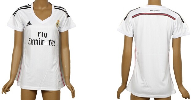 2014/15 Real Madrid Blank (or Custom) Home Soccer AAA+ T-Shirt_Womens