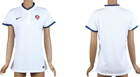 2014 World Cup Portugal Blank (or Custom) Away White Soccer AAA+ T-Shirt_Womens