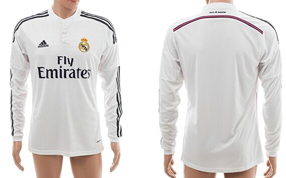 2014/15 Real Madrid Blank (or Custom) Home Soccer Long Sleeve AAA+ T-Shirt