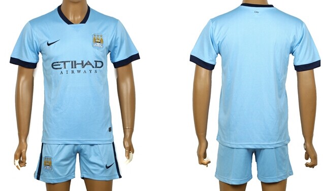 2014/15 Manchester City Blank (or Custom) Home Soccer Shirt Kit