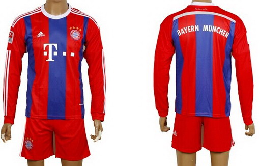 2014/15 Bayern Munchen Blank (or Custom) Home Soccer Long Sleeve Shirt Kit