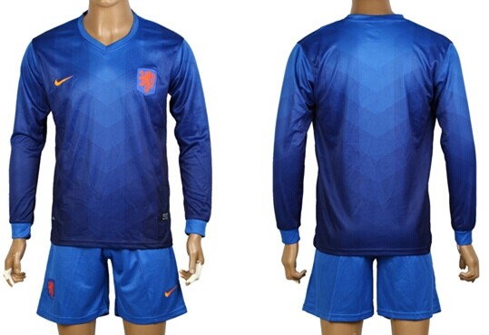 2014 World Cup Holland Blank (or Custom) Away Soccer Long Sleeve Shirt Kit