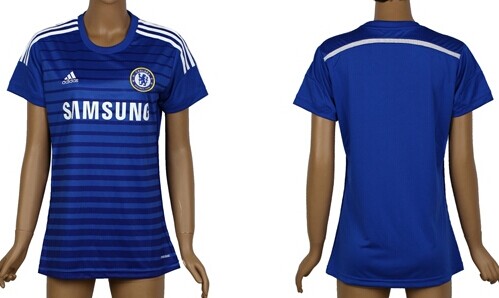 2014/15 Chelsea FC Blank (or Custom) Home Soccer AAA+ T-Shirt_Womens