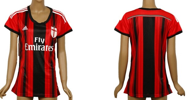 2014/15 AC Milan Blank (or Custom) Home Soccer AAA+ T-Shirt_Womens