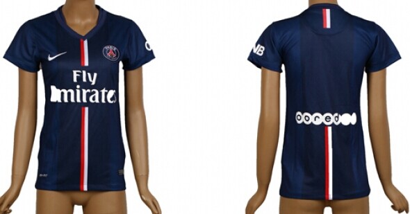 2014/15 Paris Saint-Germain Blank (or Custom) Home Soccer AAA+ T-Shirt_Womens