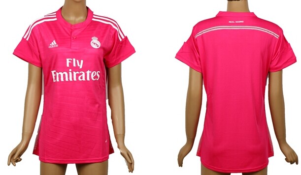2014/15 Real Madrid Blank (or Custom) Away Pink Soccer AAA+ T-Shirt_Womens