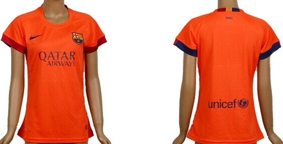 2014/15 FC Bacelona Blank (or Custom) Away Soccer AAA+ T-Shirt_Womens