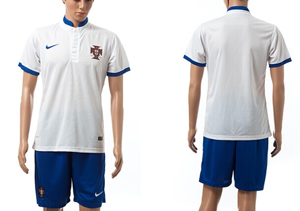 2014 World Cup Portugal Blank (or Custom) Away White Soccer Shirt Kit