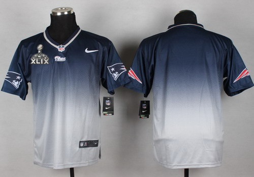 Nike New England Patriots Blank 2015 Super Bowl XLIX Blue/Gray Fadeaway Elite Jersey