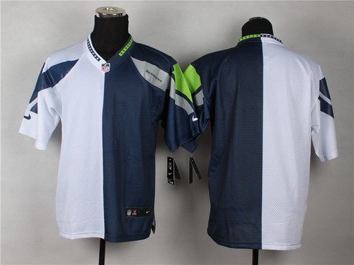 Nike Seattle Seahawks Blank White/Navy Blue Two Tone Elite Jersey
