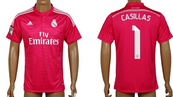 2014/15 Real Madrid #1 Casillas Away Pink Soccer AAA+ T-Shirt
