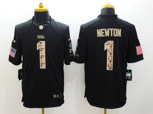 Nike Carolina Panthers #1 Cam Newton Salute to Service Black Limited Jersey