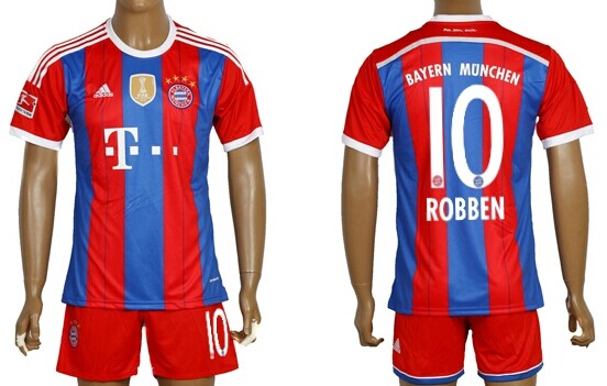 2014/15 Bayern Munchen #10 Robben Home Soccer Shirt Kit