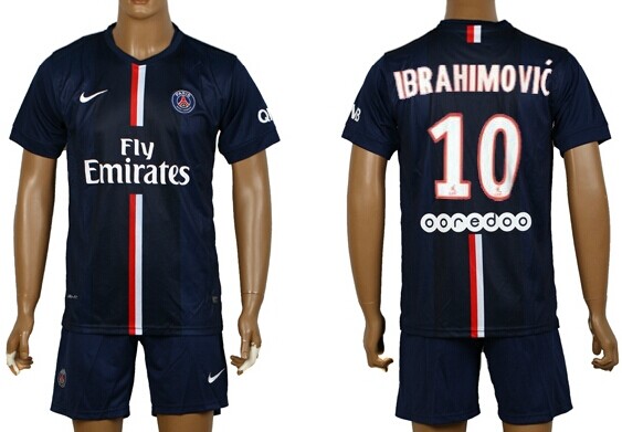 2014/15 Paris Saint-Germain #10 Ibrahimovic Home Soccer Shirt Kit