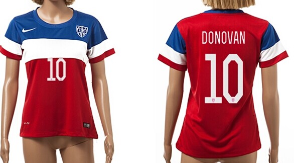 2014 World Cup USA #10 Donovan Away Soccer AAA+ T-Shirt_Womens